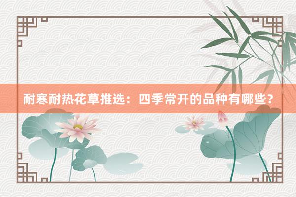 耐寒耐热花草推选：四季常开的品种有哪些？
